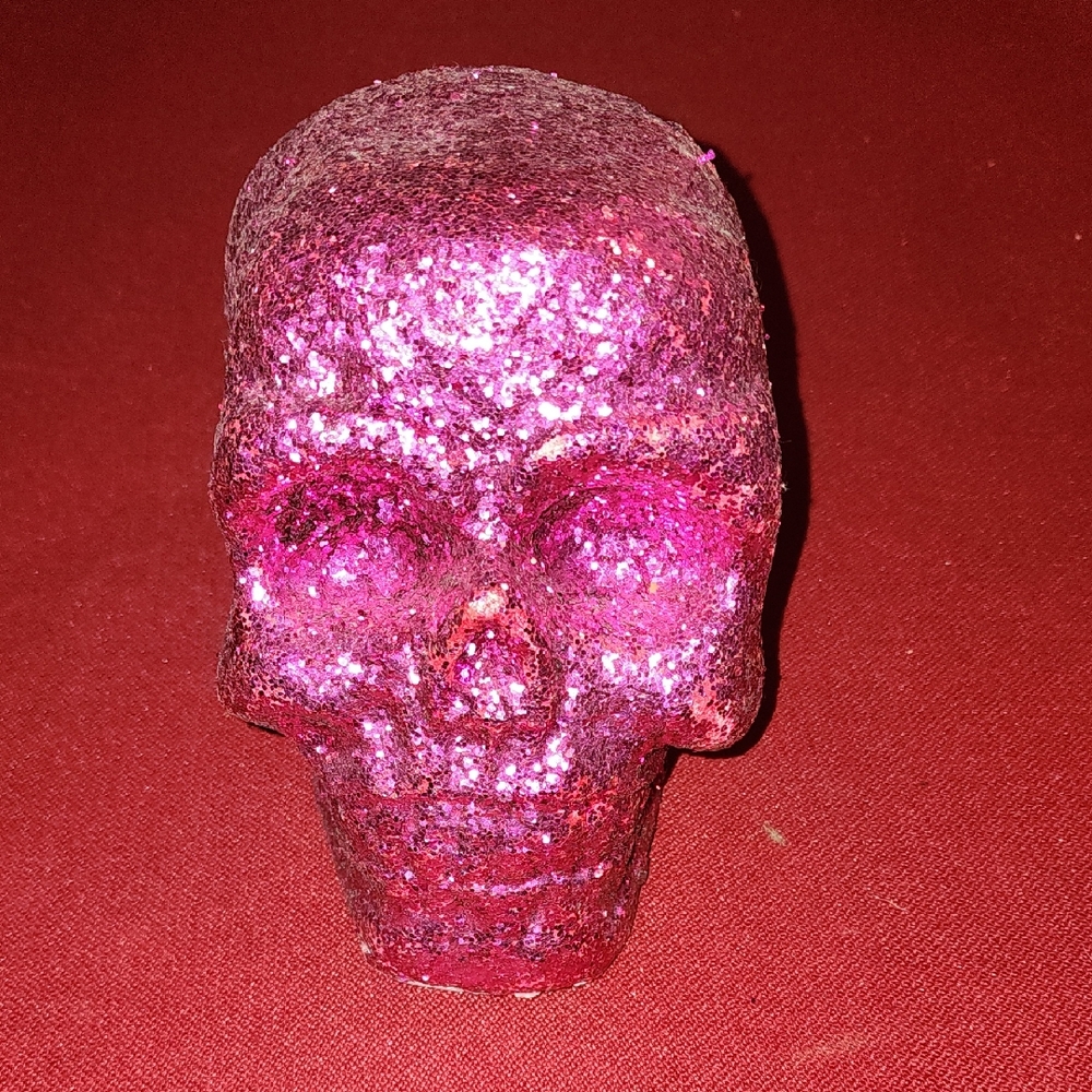 Glittery Pink Skull Home Accent